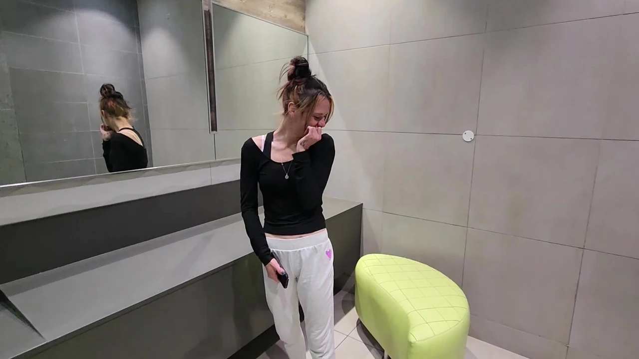 PUBLIC TOILETS FUCK CREAMPIE sneaking into a public toilet