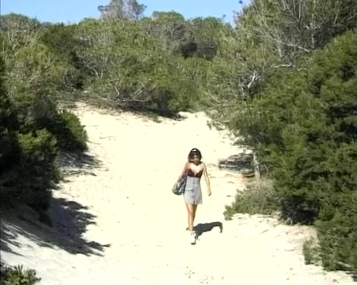 A hot German chick gets double penetrated on the beach